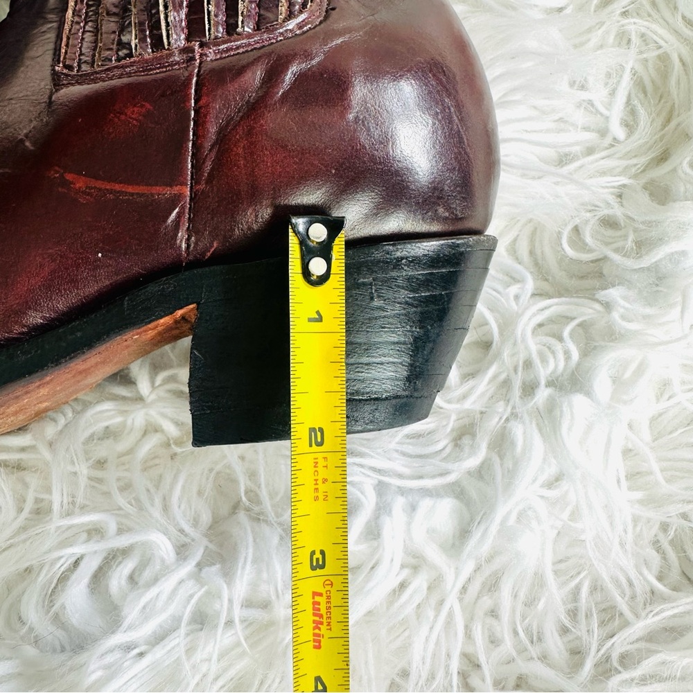 Mens Burgundy Leather Western Boots - Picture 11 of 16